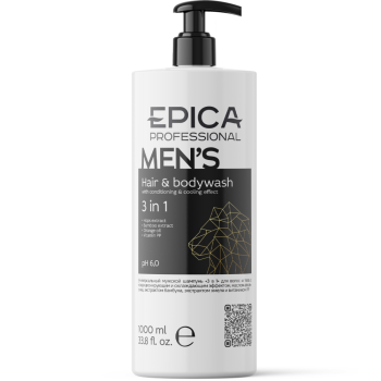 Универсальный мужской шампунь для волос и тела Men's 3 in 1 Epica
