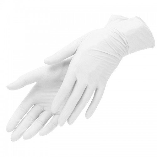 Перчатки нитриловые неопудренные белые удлиненные размер M