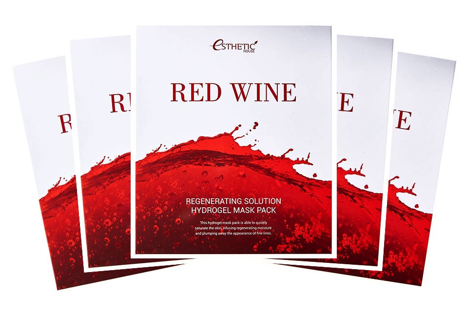 Набор гидрогелевых масок для лица с красным вином Red Wine Regenerating Solution Hydrogel Mask Pack