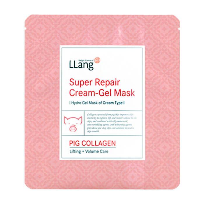 Гидрогелевая восстанавливающая маска с коллагеном Llang Super Repair Cream-gel Mask - Pig Collagen