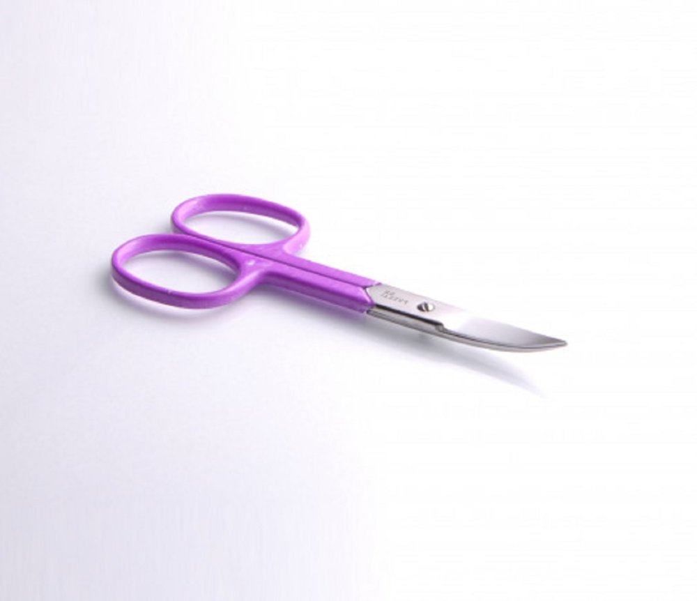 Ножницы для ногтей 22 мм лезвие изогнутое/95 мм длина, пурпурные с белыми точками