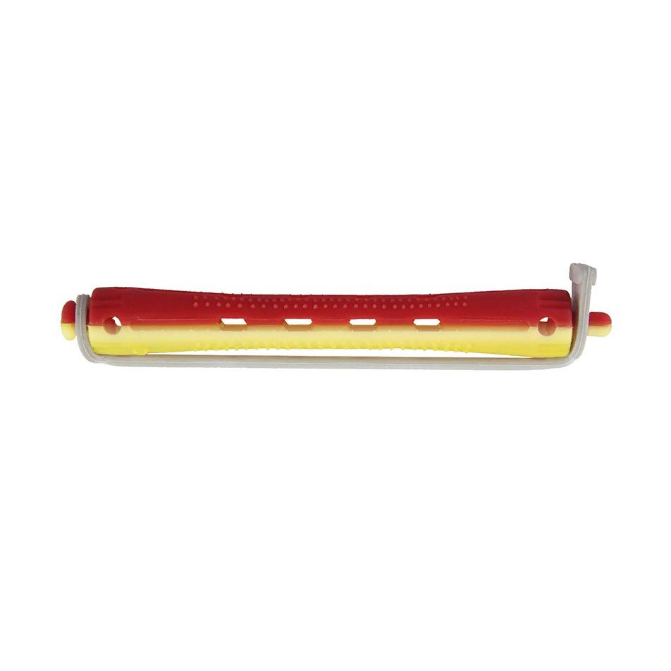 Бигуди для холодной завивки с круглой резинкой Желто-красные Dewal Professional 70 мм*8,5 мм