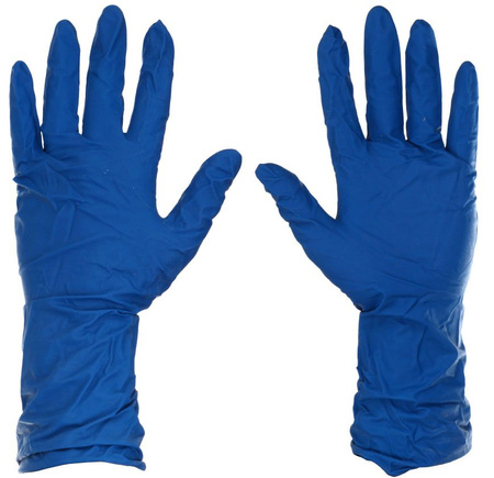 Перчатки одноразовые латексные, L, неопудренные, синие 1/10 чистовье перчатки виниловые неопудренные s sunviv
