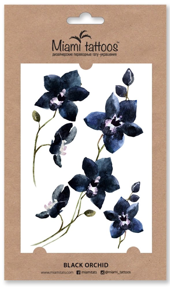 Временные татуировки - набор Black Orchid Черные орхидеи