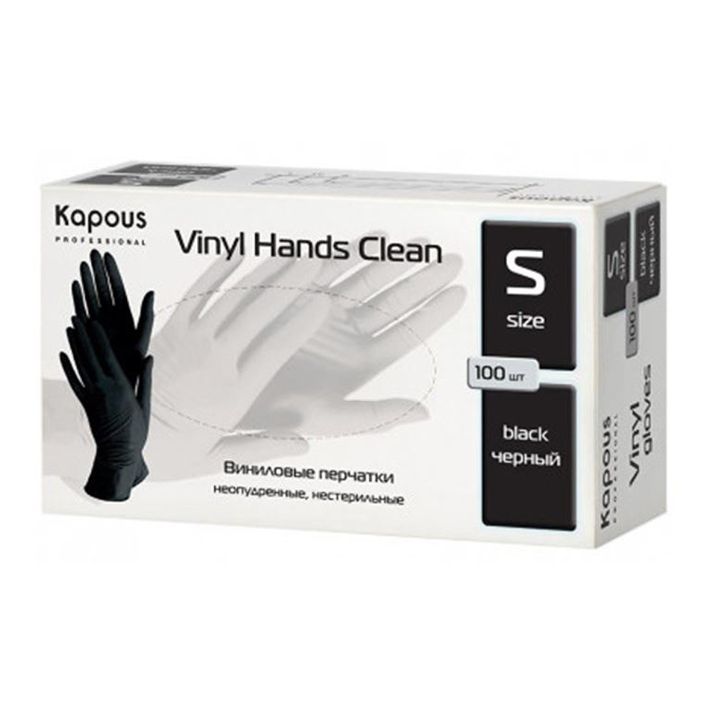 Виниловые перчатки неопудренные, нестерильные Vinyl Hands Clean Black (2816, М, черный, 100 шт)