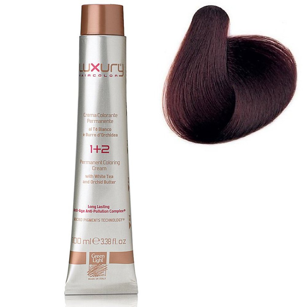 Стойкая крем-краска Интенсивный светлый махагоновый каштан 5.55 Luxury Hair Color Intense Light Mahogany Brown 5.55