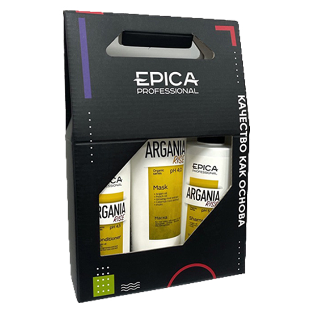 Набор Argania Rise Organic epica professional спрей для придания блеска волосам с комплексом масел argania rise organic 250 мл