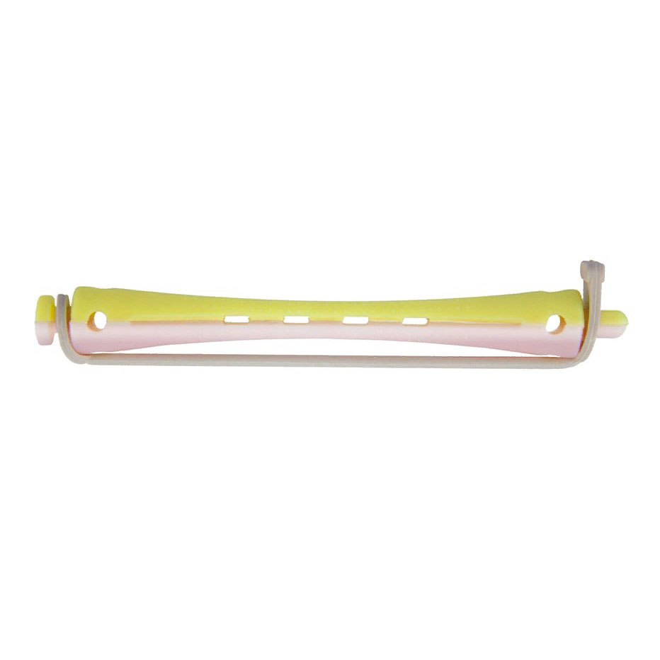 Бигуди для холодной завивки с круглой резинкой Розово-желтые Dewal Professional 95 мм*7 мм