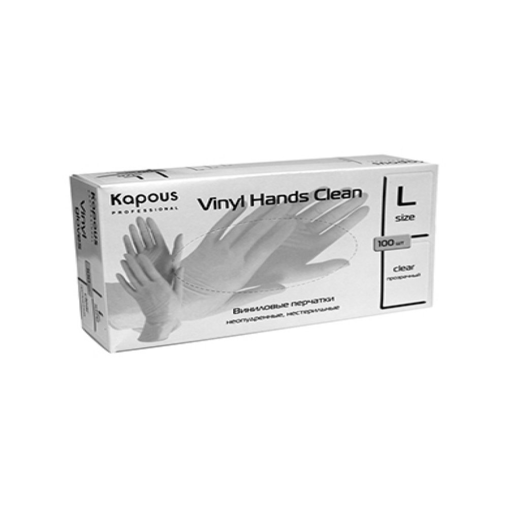 Виниловые перчатки размера L Vinyl Hands Clean 2222 S прозрачные 100 шт 448₽