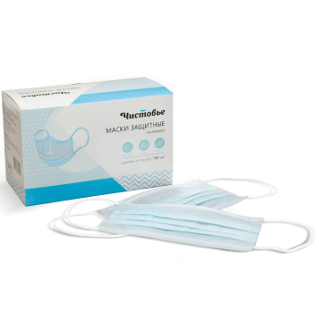 Маска медицинская 3-х слойная на резинках Спанбонд Чистовье