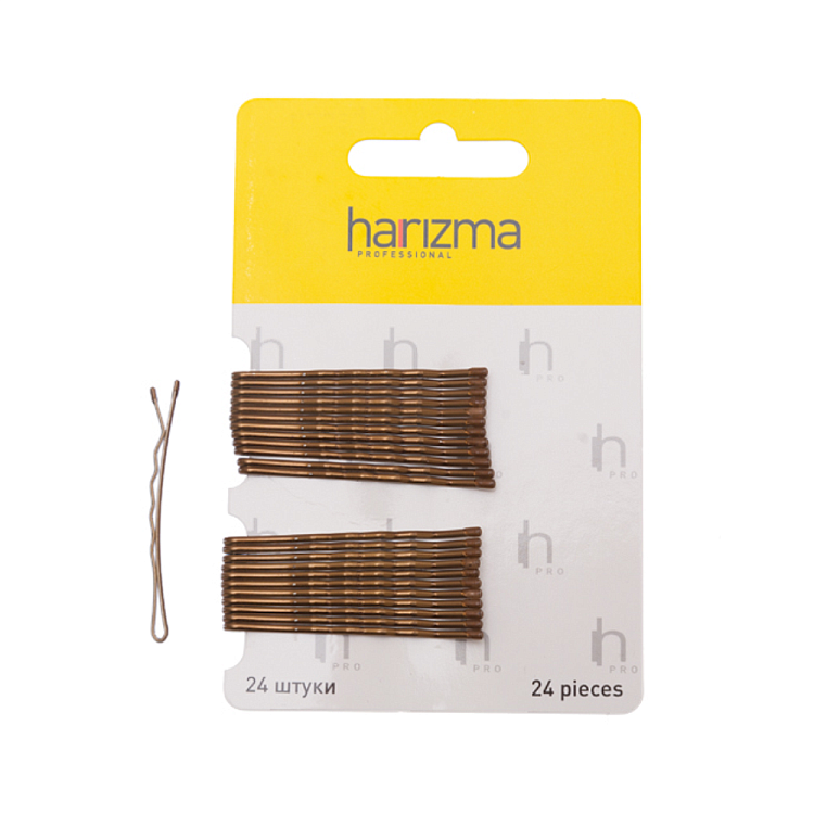 Невидимки 50 мм волна коричневые (h10534-04, 24 шт)