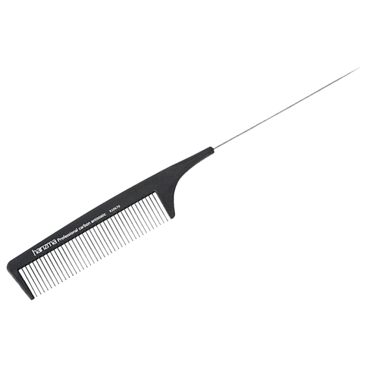 Расческа с металлическим хвостиком (карбон) (1 шт)