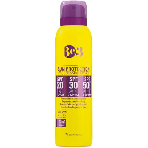 Купить Солнцезащитный спрей с прогрессирующим SPF 20/30/50+ Sun protection progressive spray (0604000, 100 мл), Be3 (Италия)