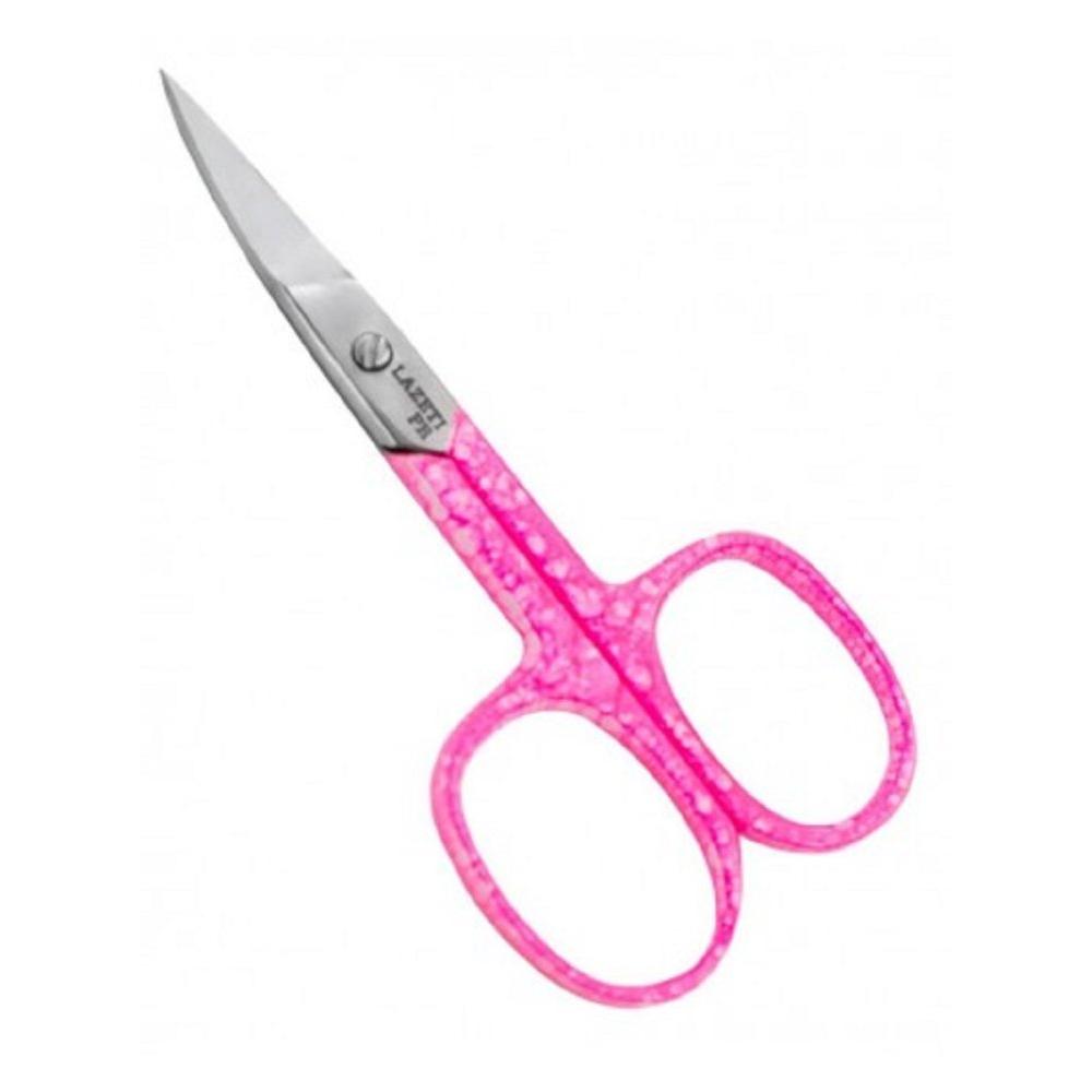 Ножницы для ногтей 22 мм лезвие изогнутое/95 мм длина, розовые с белыми точками