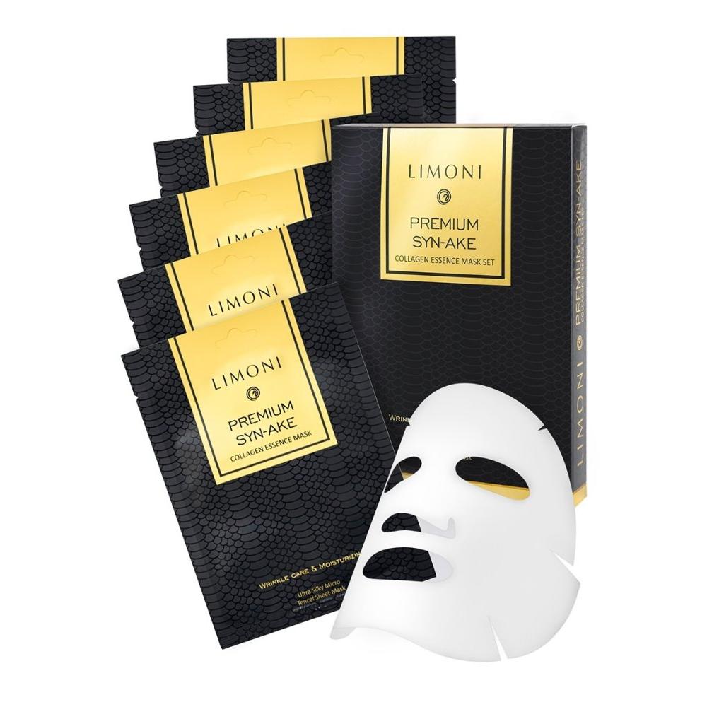 Набор масок для лица с пептидом змеиного яда и коллагеном Premium Syn-Ake Сollagen Mask четырехкомпонентный комплекс масок система зон 011104 5 шт