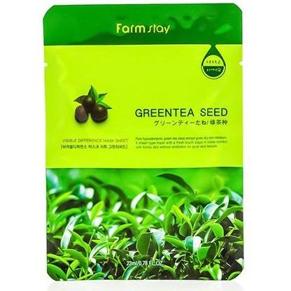 Тканевая маска с натуральным экстрактом семян зеленого чая FarmStay тканевая маска с экстрактом ацеролы farmstay