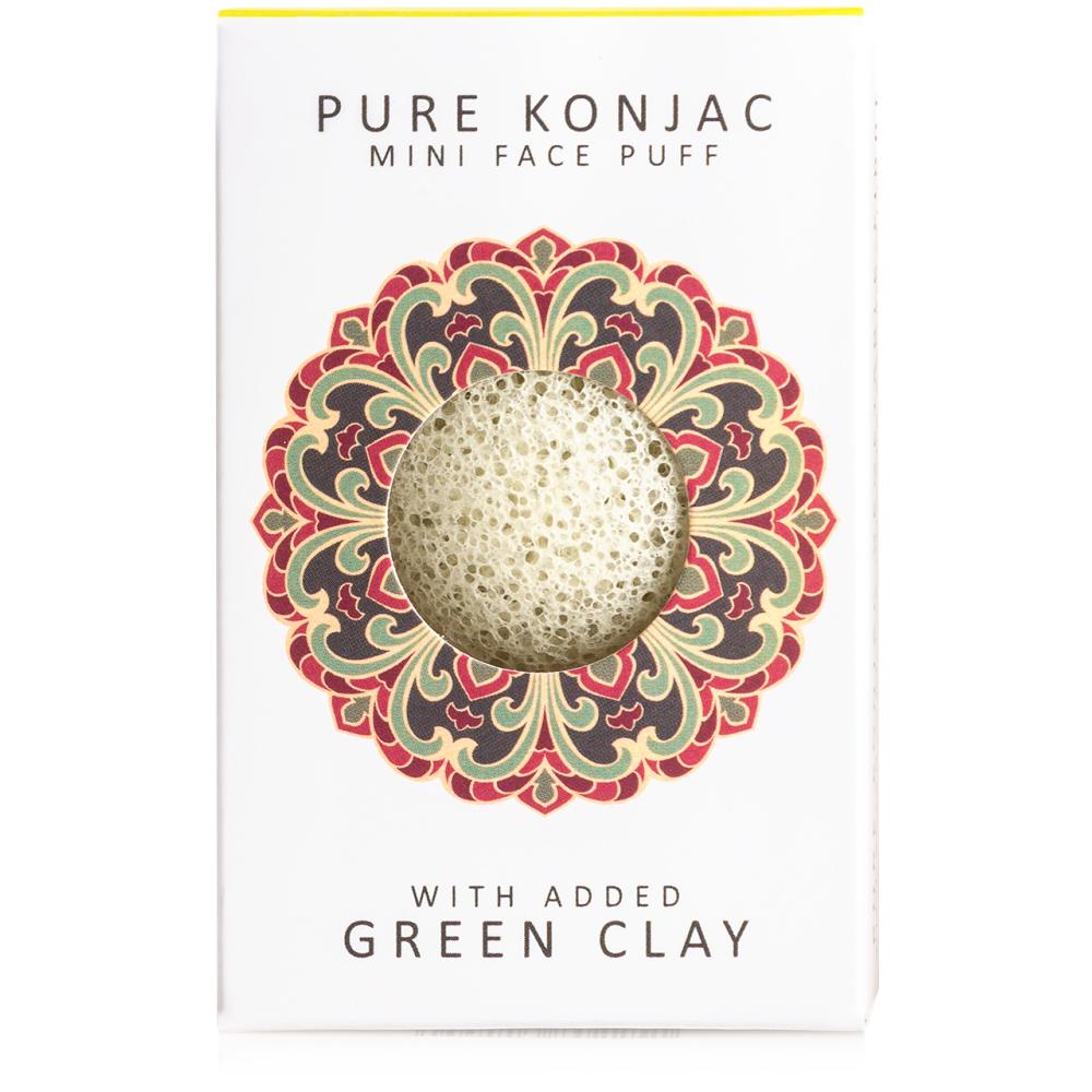 Мини-спонж для умывания лица Pure Konjac Mini Face Puff with Green French Clay